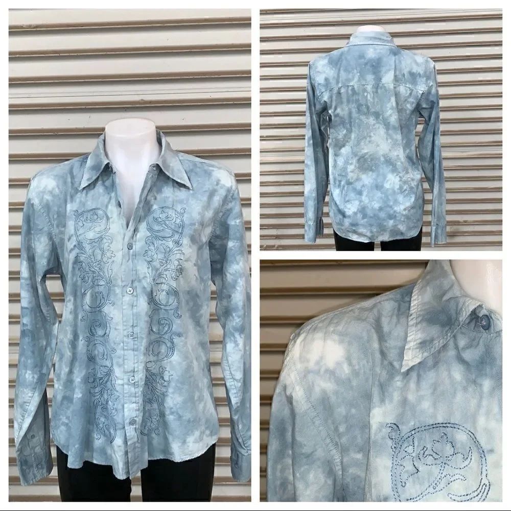 Industry blouse blue/white dye with embroidery